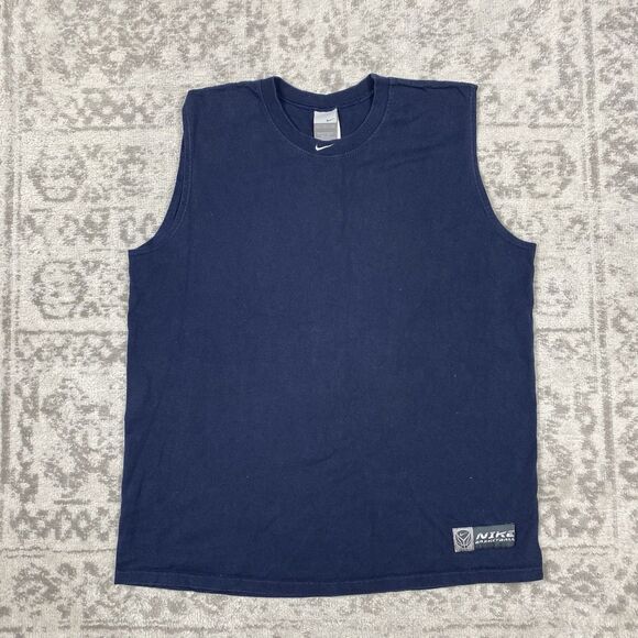 VTG Nike Basketball Tank Mens Blue Sleeveless Center Check 90s USA Size Large - Picture 1 of 5